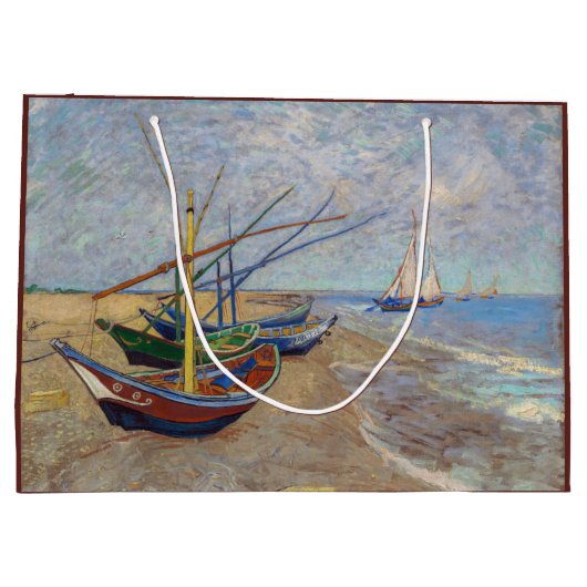 Vincent van Gogh - Vist Boats op het strand Groot Cadeauzakje (Achterkant)