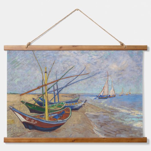 Vincent van Gogh - Vist Boats op het strand Hangend Wandkleed (Voorkant)