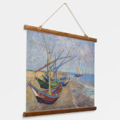 Vincent van Gogh - Vist Boats op het strand Hangend Wandkleed (Gebogen)