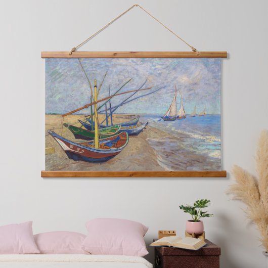 Vincent van Gogh - Vist Boats op het strand Hangend Wandkleed (Slaapkamer)