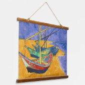 Vincent van Gogh - Vist Boats op het strand Hangend Wandkleed (Gebogen)