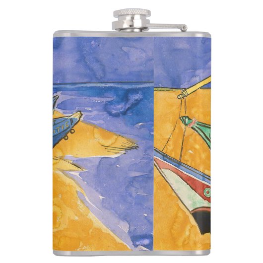 Vincent van Gogh - Vist Boats op het strand Heupfles (Achterkant)