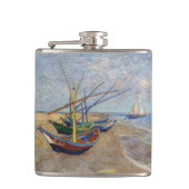 Vincent van Gogh - Vist Boats op het strand Heupfles (Voorkant)