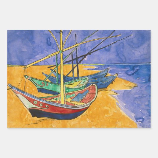 Vincent van Gogh - Vist Boats op het strand Inpakpapier Vel (Voorkant 2)