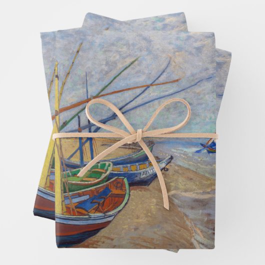 Vincent van Gogh - Vist Boats op het strand Inpakpapier Vel (In situ)