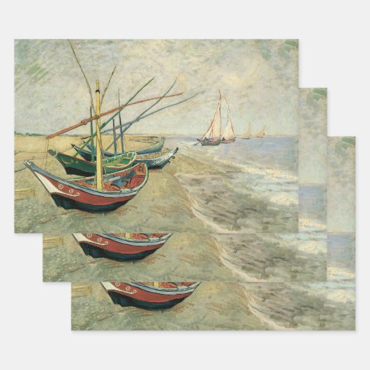 Vincent van Gogh - Vist Boats op het strand Inpakpapier Vel (Set)