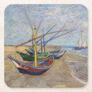 Vincent van Gogh - Vist Boats op het strand Kartonnen Onderzetters