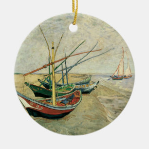 Vincent van Gogh - Vist Boats op het strand Keramisch Ornament