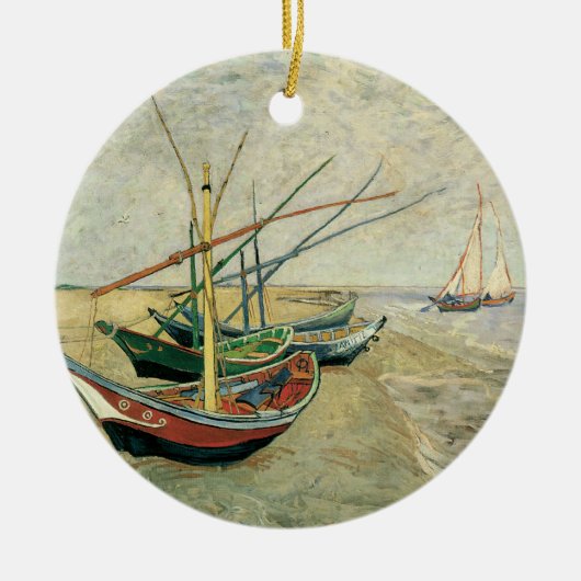 Vincent van Gogh - Vist Boats op het strand Keramisch Ornament (Voorkant)
