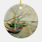 Vincent van Gogh - Vist Boats op het strand Keramisch Ornament (Achterkant)
