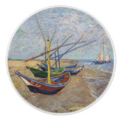 Vincent van Gogh - Vist Boats op het strand Keramische Knop (Voorkant)