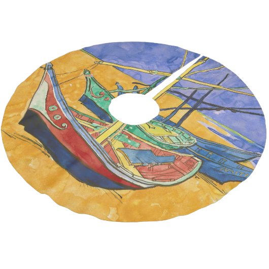 Vincent van Gogh - Vist Boats op het strand Kerstboom Rok (Gekanteld)