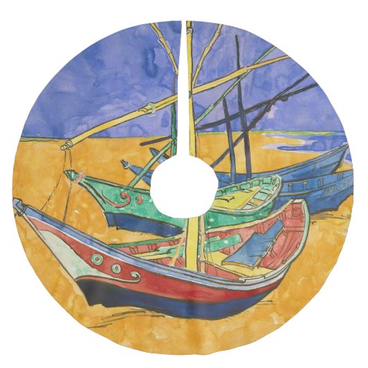 Vincent van Gogh - Vist Boats op het strand Kerstboom Rok (Voorkant)