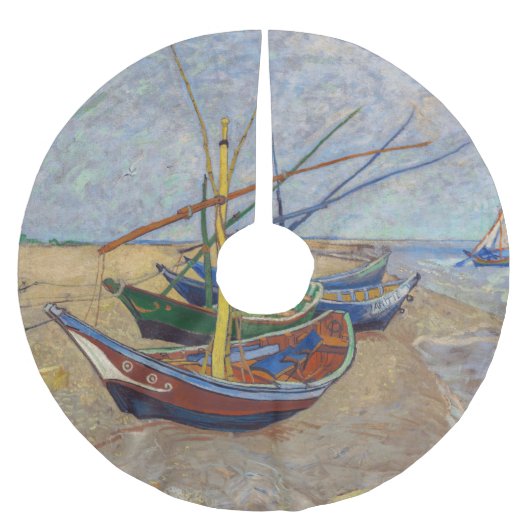 Vincent van Gogh - Vist Boats op het strand Kerstboom Rok (Voorkant)