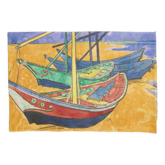 Vincent van Gogh - Vist Boats op het strand Kussensloop (Voorkant)