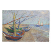 Vincent van Gogh - Vist Boats op het strand Kussensloop (Achterkant)