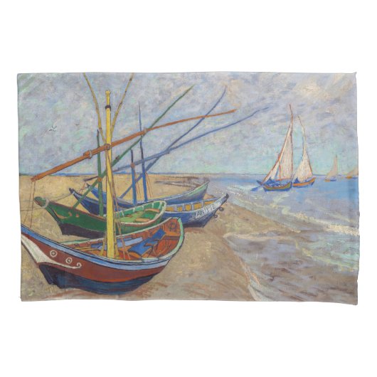 Vincent van Gogh - Vist Boats op het strand Kussensloop (Voorkant)
