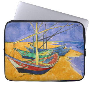 Vincent van Gogh - Vist Boats op het strand Laptop Sleeve