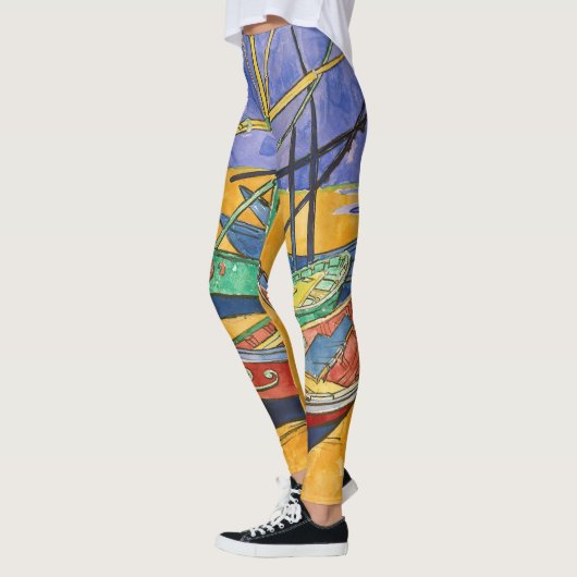 Vincent van Gogh - Vist Boats op het strand Leggings (Links)