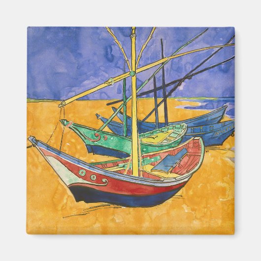 Vincent van Gogh - Vist Boats op het strand Magneet (Voorkant)
