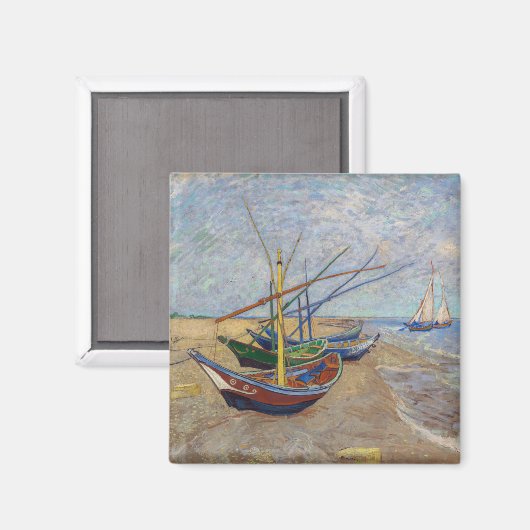 Vincent van Gogh - Vist Boats op het strand Magneet (Voorkant / Achterkant)