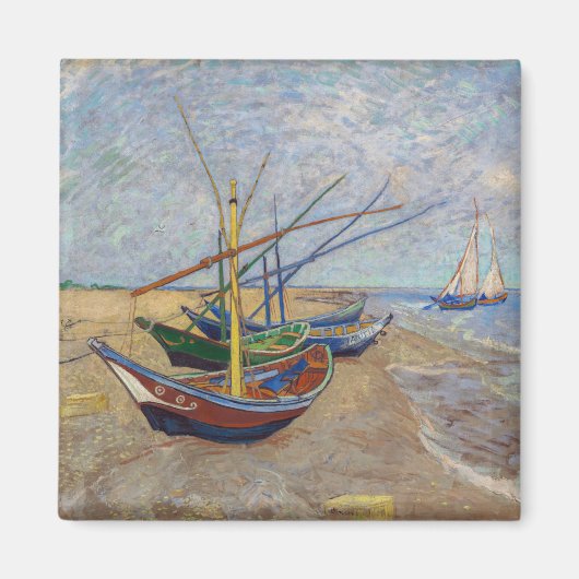Vincent van Gogh - Vist Boats op het strand Magneet (Voorkant)