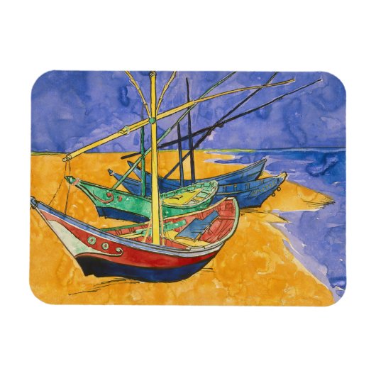 Vincent van Gogh - Vist Boats op het strand Magneet (Horizontaal)
