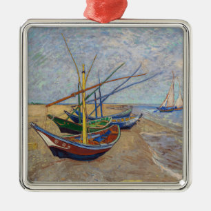Vincent van Gogh - Vist Boats op het strand Metalen Ornament