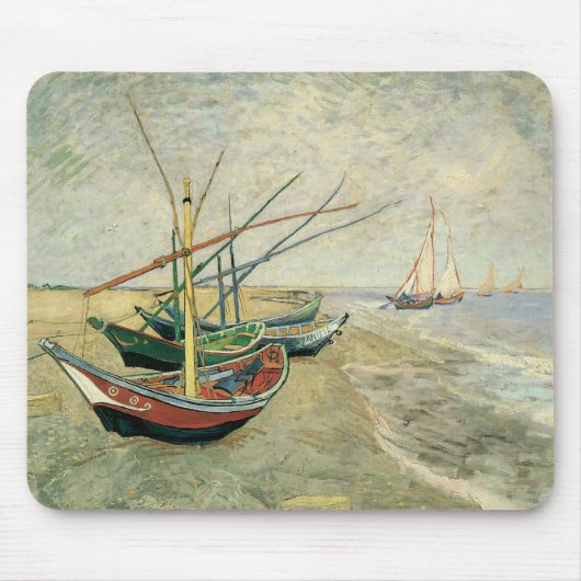 Vincent van Gogh - Vist Boats op het strand Muismat (Voorkant)