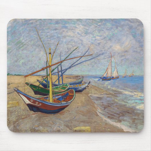 Vincent van Gogh - Vist Boats op het strand Muismat (Voorkant)