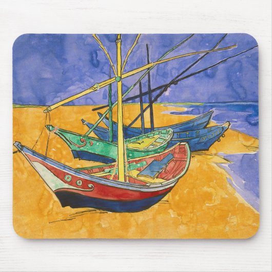Vincent van Gogh - Vist Boats op het strand Muismat (Voorkant)