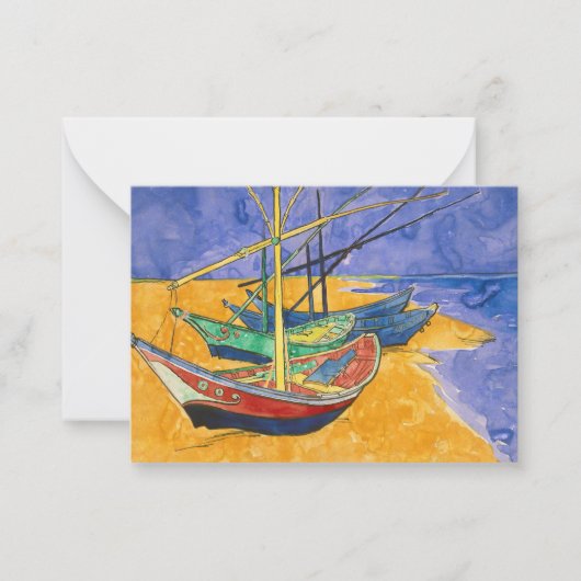 Vincent van Gogh - Vist Boats op het strand Notitiekaartje (Voorkant)