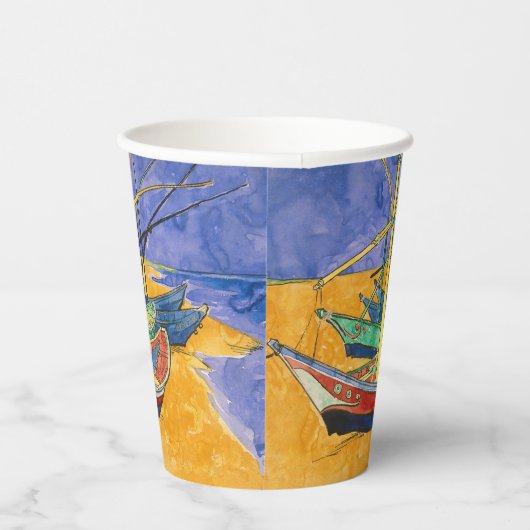 Vincent van Gogh - Vist Boats op het strand Papieren Bekers (Rechts)