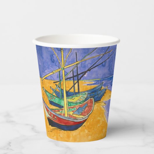 Vincent van Gogh - Vist Boats op het strand Papieren Bekers (Voorkant)