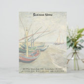 Vincent van Gogh - Vist Boats op het strand Persoonlijk Briefhoofd (Staand voorkant)