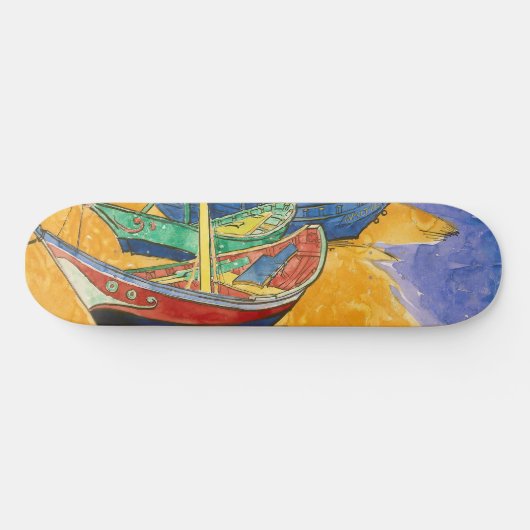 Vincent van Gogh - Vist Boats op het strand Persoonlijk Skateboard (Horizontaal)