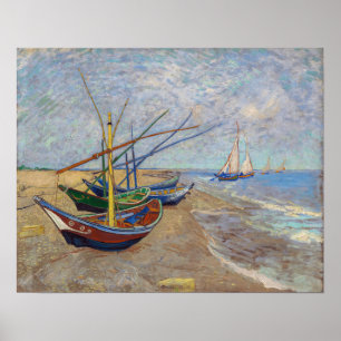 Vincent van Gogh - Vist Boats op het strand Poster