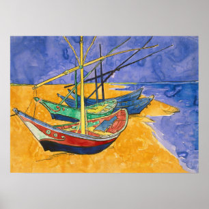 Vincent van Gogh - Vist Boats op het strand Poster