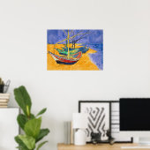Vincent van Gogh - Vist Boats op het strand Poster (Thuiskantoor)