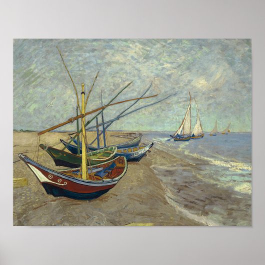 Vincent van Gogh - Vist Boats op het strand Poster (Voorkant)