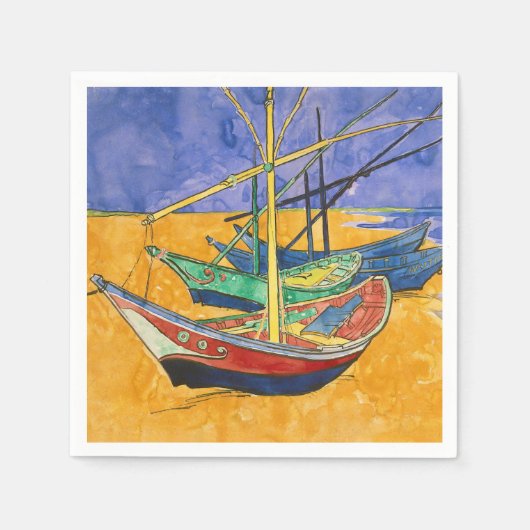 Vincent van Gogh - Vist Boats op het strand Servet (Voorkant)