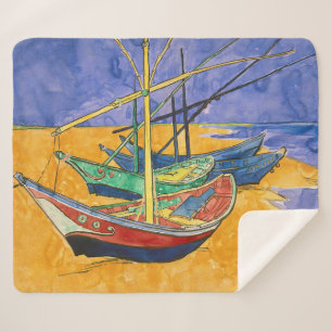 Vincent van Gogh - Vist Boats op het strand Sherpa Deken
