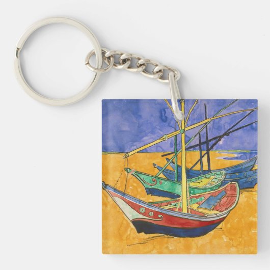 Vincent van Gogh - Vist Boats op het strand Sleutelhanger (Voorkant)