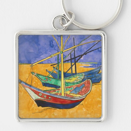 Vincent van Gogh - Vist Boats op het strand Sleutelhanger (Voorkant)