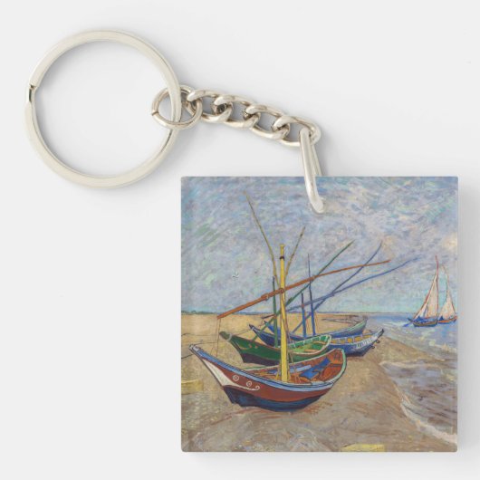 Vincent van Gogh - Vist Boats op het strand Sleutelhanger (Voorkant)
