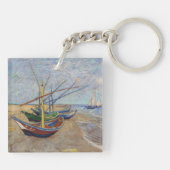 Vincent van Gogh - Vist Boats op het strand Sleutelhanger (Achterkant)