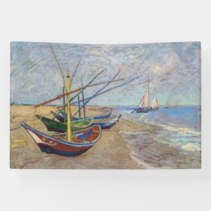 Vincent van Gogh - Vist Boats op het strand Spandoek