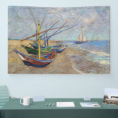 Vincent van Gogh - Vist Boats op het strand Spandoek (Beurs)