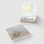 Vincent van Gogh - Vist Boats op het strand Stenen Onderzetter (Zijkant)