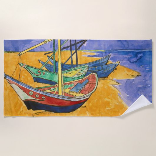 Vincent van Gogh - Vist Boats op het strand Strandlaken (Voorkant)